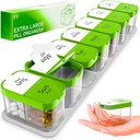 Erittäin suuri viikoittain pilleri Organizer - XL-vitamiinin haltija 7 irrotettavat PM-osastot - Kannettava lääketieteen Dispenser kotiin ja matkailuun, iso lisäpakkaus viikoittain tai päivittäin käyttöön, vihreä