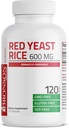 Bronson Red Yeast Rice 600 MG Monascus Purpureus Herbal Health, ei-GMO, 120 kapselia