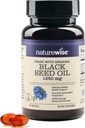 NatureWise Black Seed Oil Softgels 1250 mg - 100% Organic Cold Pressed Nigella Sativa - Omega 3 6 9 - Antioksidantti Immuunituki, hiukset ja iho - ei-GMO, Gluteeniton - 60 Softgels[1-Kuukauden tarjonta]