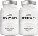 Amen Leaky Gut Supplement - Advanced Formula Biosablet L Glutamiini, Sinkki, Turmeeric, DGL Licorice Root - Marshmallow Root - Probiootit & Fermented Prebiootit - Vegaani, ei-GMO - 2-pakkaus