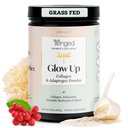 Winged Wellness Glow Up, Collagen Powder for Women - Hiukset, iho ja kynnet Kauneus täydentää kanssa Grass-Fed Hydrolysed Collagen Peptides Adaptogens, C-vitamiini & Biotiini - 25 Tarjoukset, Makuttomia