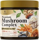 Mushroom Powder Lisäravinteet 2200mg - 11 in 1 Complex Formula Powder kanssa Lions Mane, Reishi, Cordyceps, Chaga, Turkey Tail Mushroom Extract täydennysosa muisti & aivojen tukea - 60 tarjoilua
