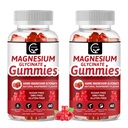 Magnesium Glycinate Gummies 400 mg, Mg kaliumlisä kelated magnesiummalaattikompleksi, D-vitamiini, B6 ja CoQ10, tuki muistille, rauhallinen, Mieliala & uni - 60 Count (Pakkaus 2)
