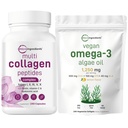 Micro Ingredients Multi Collagen Complex & Vegan Omega 3 Algae Oil Supplement Bundle 2 Pack 
