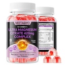 Magnesiumsilikaatti Gummies 420 mg for Adult - Dual Layer - w/10 Billion PMY - 5 kanta Probiootit & Kalsium, D3, Biotiini, Rauta, B6, B12, Folaatti, Tuki luun, Hermo, Rentoutuminen, Lihas - Vegan 60Cts