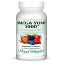 Maxi Health Omega Yums 1000 - Kid Friendly - Fruity Burst Flavor - 110 Softgel Kapselit - Kosher