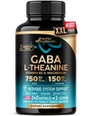 GABA L-Theanine 900 mg - Valmistettu USA: ssa - Magnesium B6- vitamiini - Rauhallinen, uni, rentoutuminen ja mielialan tuki - 750 mg Gamma AminoButyric Acid, 150 mg L-Theanine - ei-luontotyyppi muodossa, Vegan - 240 kapselia