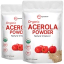 2 pakkaus puhdasta USDA Organic Acerola Cherry Powder, luonnollinen ja orgaaninen C-vitamiinia immuunijärjestelmä, 8 Ounce, Ei GMO, Ei gluteenia, Brasilia Alkuperä