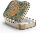 Pilleri Case Pillerilaatikko Peili Retro 2 Osasto Pieni pilleri tapauksessa kukkaro tai Pocket Pronssi Suorakulmainen pillerilaatikko tai vitamiineja, Fish Oil, Lisäravinteet, Pilleri sisältää matkalahjat(Retro Mandala)