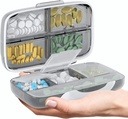 Matkustaa pilleri Järjestäjä - Ilmatiiviisti lääketieteen tapauksessa matka Portable Pharmacy Box etiketeillä Vitamiini Container 8 Osasto Täydennys Lääkkeen haltija Suuri kapasiteetti Päivittäin (Grey)