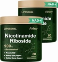 Airboy Liposomal Nikotinamidi Ribosidi 900 mg, NAD-lisä Resveratrol, NMN Vaihtoehtoinen NAD Booster tuki anti-aging, energia, Focus - 80 Capsulesx 2 Pack