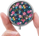Mini pilleri laatikko, pieni pilleri laatikko, kannettava pilleri laatikko, söpö pilleri organizer vitamiinit, lääkkeet, kalaöljy ja lisäravinteet (Floral)