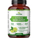 Zazzee Citrus Bergamot 25:1 uute 1200 mg, 40% polyfenolimainen flavanonit, 150 vegan kapselit, Kosher, tiivistetty ja standardoitu 25X Potenssi, ei-GMO ja kaikki luonnolliset, valmistettu Yhdysvalloissa