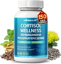 CORTISOL Wellness Ashwagandha 14-in-1 Natural Blend with Fosfatidylserine Magnolia Rhodiola St. John's Wort Piparmint Bacopa - 150 Count - Made & Tested in The USA