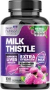 Milk Thistle Supplement - Advanced Liver Cleanse Detox & Korjaus Voikukan juuriuute - Natural Milk Thistle Silymarin Marianum Extract Liver Health Support, ei-GMO, pullotettu USA - 120 kapselia