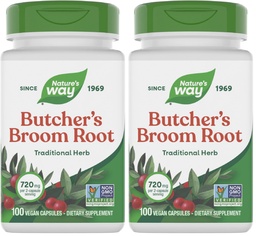 Nature's Way Butcher's Broom Root, traditionell Leg Vein Support*, 100 Vegan Capsules (Pack of 2)
