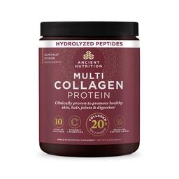 Ancient Nutrition Collagen Peptides Powder, Multi Collagen Protein, Naiset ja miehet, C-vitamiini, Probiootit, Hydrolysoitu Kollageeni, Tukee ihoa, nivelet, Gut Health, Unmakuisia, 40 Tarjoilu