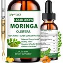 Pure Moringa Oleifera Liquid Drops, Organic Moringa Leaf Extract w. Turmeeric, Black Pepper, Moringa Supplement for Energy Metabolia Immunel Skin Joint & Gut, 6X vahvempi kuin Moringa kapselit jauhe