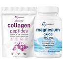 Micro Ingredients Multi Collagen Protein Powder 16oz & Magnesiumoksidi 400 mg Bundle Pack