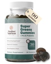 Super Greens Gummies naisille, aikuisille - Prebiootit & Probiootit, Ei 8, mutta 30 Tehokas Greens Superfoods - Multivitamiini kasvispurukumia (90 Gummies)