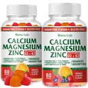 BionerLab Kalsium Magnesium Sinkki Gummies D3-vitamiinia ja K2-vitamiinia - Korkea teho tehostettu imeytyminen - Oranssi ja marja maku