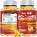 1 Pack Vegan 80MG Iron Supplement Gummies for Women & Men - A-vitamiini, C-vitamiini, B aikuisille ja lapsille - Veri-ja rakennus & energiatuki rautapuute, anemia - 60 kreivit Ananas maku Gummies