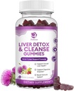 Maksan Cleanse Detox & Korjaus Gummies- Uusi Formula Liver Support Supplement maito Thistle Silymarin,Dandelion, Artisokkauute & Elderberry - Ei sokeria, maksan terveys täydentää - 60 Vegan Gummie