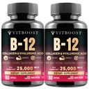 B12 Metyylikobalamiinia hyaluronihapon, kollageenin ja folaatin kanssa ... 25000 mikrog:n lisäravinne Imeytyminen ja energiatehostaminen... Gluteeniton, valmistettu Yhdysvalloissa, B1, B2, B3, B6, B7 Complex - pakkaus 2