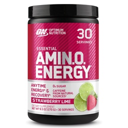 Optimum Nutrition Amino Energy - Esitreeni Green Tea, BCAA, Aminohapot, Keto Friendly, Green Coffee Extract, Energy Powder - Mansikka Lime, 30 Tarjoilua (Pakkaus toukokuussa Vary)
