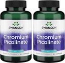 Swanson Kromi Picolinate - Natural Supplement Promoting Metabolia & Painonhallinta - Tukee Terve veren sokeritaso jo normaalin alueella - (200 kapselia, 200 mikrog Jokainen) 2 pakkaus