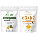 Micro Ingredients Oil of Oregano Softgels 6000 mg Per Serving & Vitamiini D3 5000 IU Plus K2 (MK-7) 100 mikrog, 300 Virgin Coconut Oil Softgels Bundle Pack ... 4X Vahvuus Carvacrol & Thymoquinon