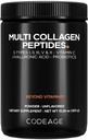 Koodaus Multi Collagen Peptides Powder + Probiootit Black Edition, C-vitamiini, Hyaluronihappo Powder Supplement, Grass-Fed, Hydrolysed, Zero Carbs, tyyppi I, II, III, V & X, Ei makua, 10,58oz