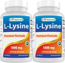 Best Naturals L-Lysine 1000 mg 180 tablettia (180 tablettia (pakkaus 1)) (2 pulloa)