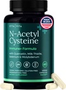 Vegan Liver Detox & Cleanse - NAC täydentää N-Acetyl Cysteine 600 mg kanssa Quercetin, Milk Thistle, Molybdenum & Selenium, N-Acetyl-Cysteine kapselit Immuunitukea .