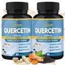 Organic Cadane 2 pakkausta Quercetin lisäravinteet kapselit, 6in1 Turmeric, berberiini, pistely nokkonen, musta siemen, musta paprika - tukee immuunijärjestelmä - 4 kuukautta toimitus