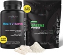Livingood Daily Heart Valve Tuki Bundle - Multivitamiinit / Multiminerals Plus Greens Powder for a Well-Balanced & Complete Nutritional Support - Heart Health Lisäravinteet