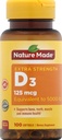 Luonto valmistettu D3-vitamiini Ravintolisä Softgels, 5000 IU, 100