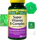 Super-vitamiini B-komplex 100 tablettia Ruokavalion täydentää Bundle Exclusive Better Ligth & Spring Guide + Weekly Pill Järjestä (3 tuotetta)
