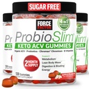 Force Factor ProbioSlim Keto ACV Gummies, Organic Apple Sider Viinietikka Gumies with LactoSpore Probiootit & Prebiootit tukemaan digestion, aineenvaihdunta, & Immuuniterveys, 1 Net Carb, Apple Flavor, 360ct