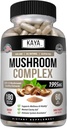 Kaya Naturals Premium Mushroom Complex Potent - Sieni täydentää - Sieni Complex Kapselit 1995mg Per Serving - Aids Mental Clarity tukee immuunijärjestelmää, hyvinvointi & elinvoimaa - 180 Count