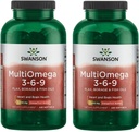 Swanson MultiOmega 3-6-9 - Ei-GMF- Pellava, Borage & Fish Oil Capsules - Essential Favoys Tukevat Kardiovascular Health & Brain Health - (220 Softgels, 2400 mg Serving) 2 pullot