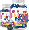 SUNNY SAM Iron Gummies lapsille & Teini - 10mg Vitamiinit C-vitamiini - Matala-sokerinen purukumi täydentää immuuni tukea, tukee Red Blood Cell tuotanto lapsille & Teini-tytöt