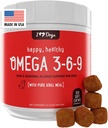 iHeartDogs Omega 3-6-9 koirille - iho- ja turkiskalaöljy täydentää koirille puhdasta Etelämantereen Krilliöljy - Allergia & kutiava ihon helpotus purut, 120 kreivi