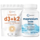 Micro Ingredients D3-vitamiini 5 000iu + K2 100mcg Softgels & Magnesiumoksidi 400 mg Bundle Pack 