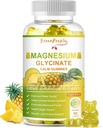 GREENPEOPLE Magnesium Glycinate Gummies with Citrate 1000mg, Taurate & Matale - Sokeriton - Magnesium Kaliumlisä D-vitamiinia, K2 rauhoittaa & Zzz tuki - 60 ananas Gummies