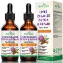 2 Pack Liver Health Liquid Drops - 2000mg Milk Thistle, Voikukan juuri, Artisokka, Silymarin Extract, & Turmeric Yrtit - Vegan, ei-GMO - 4 Fl Oz (120ml)