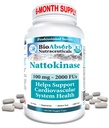 Bio Absorb Nattokinaasi Supplement. 100 mg, 2000 FUs. 6-kuukautinen tarjonta. Ei-GMO Natto Extract Enzyme (180 Veggie Caps)