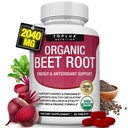 Organic Beet Root Powder Tablets - 2040mg Natural Typpioksidi Beets tukemaan, energia, Black Pepper Parempi imeytyminen, ei-GMO, miesten naisten, 90 tablettia
