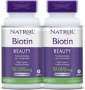 Natrol Biotin Beauty Tablets, edistää terveitä hiuksia, ihoa ja kynsiä, auttaa tukemaan energian aineenvaihduntaa, auttaa muuntamaan ruoan energiaksi, suurin vahvuus, 10 000 mcg, 100 lukumäärä (pakkaus 2)