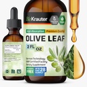 BIO KRAUTER Olive Leaf Extract Liquid - Olive Leaf Tincture for Immuunituki - Alkoholi ja sokeriton - Vegan Drops 2 Fl.Oz.